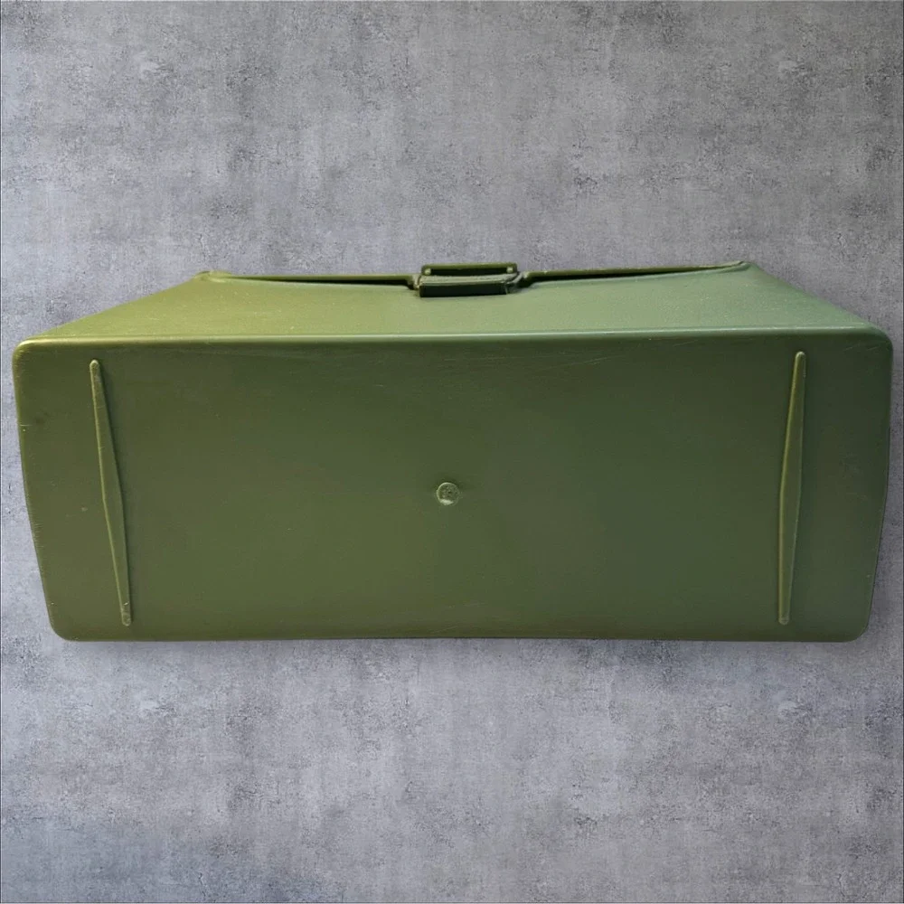 Vintage 1970's Sterling Plastics File Storage‎ Box in Army Green File Folders